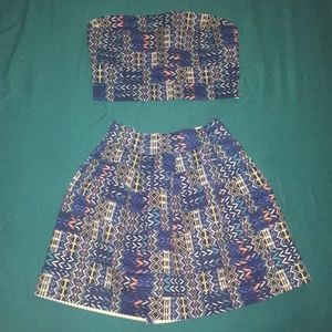 Bandue top and matching full skirt set